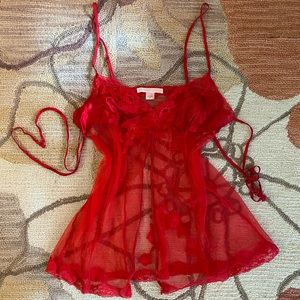 Victoria’s Secret ruby red lace slip dress